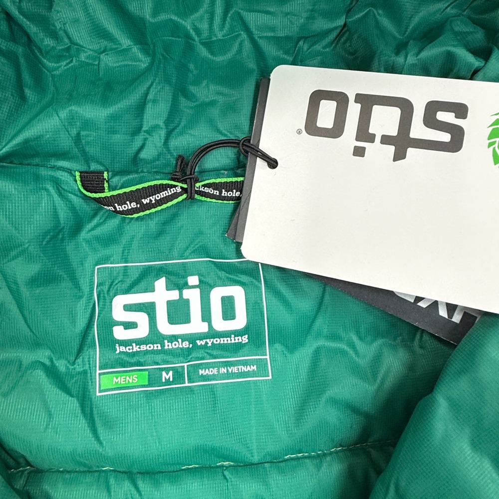 Stio Men Pinion Down Pullover 800 FP Hooded Jacket Green Tender Shoot MEDIUM NWT - Picture 5 of 9